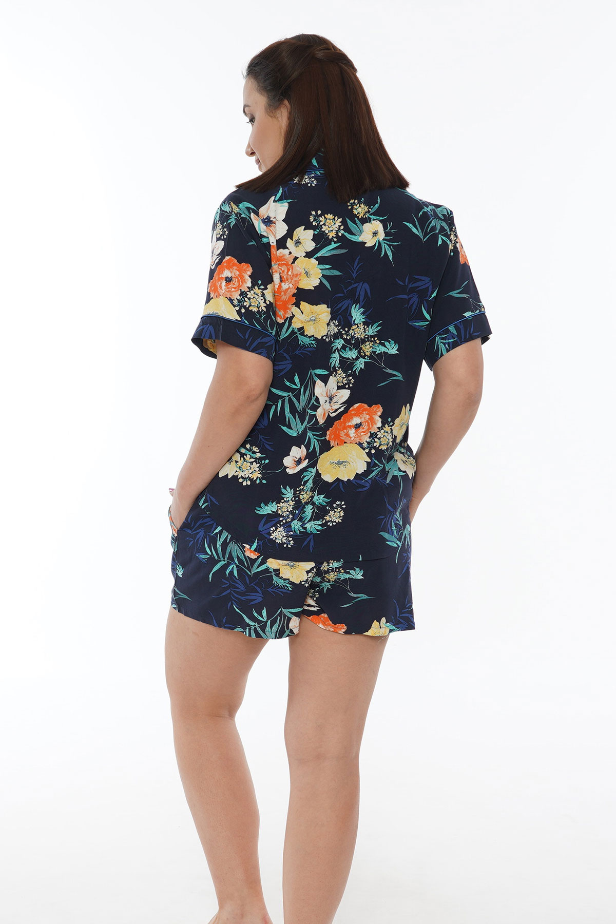 Woman Big Size Indigo Short Set Woman Big Size Indigo Short Set