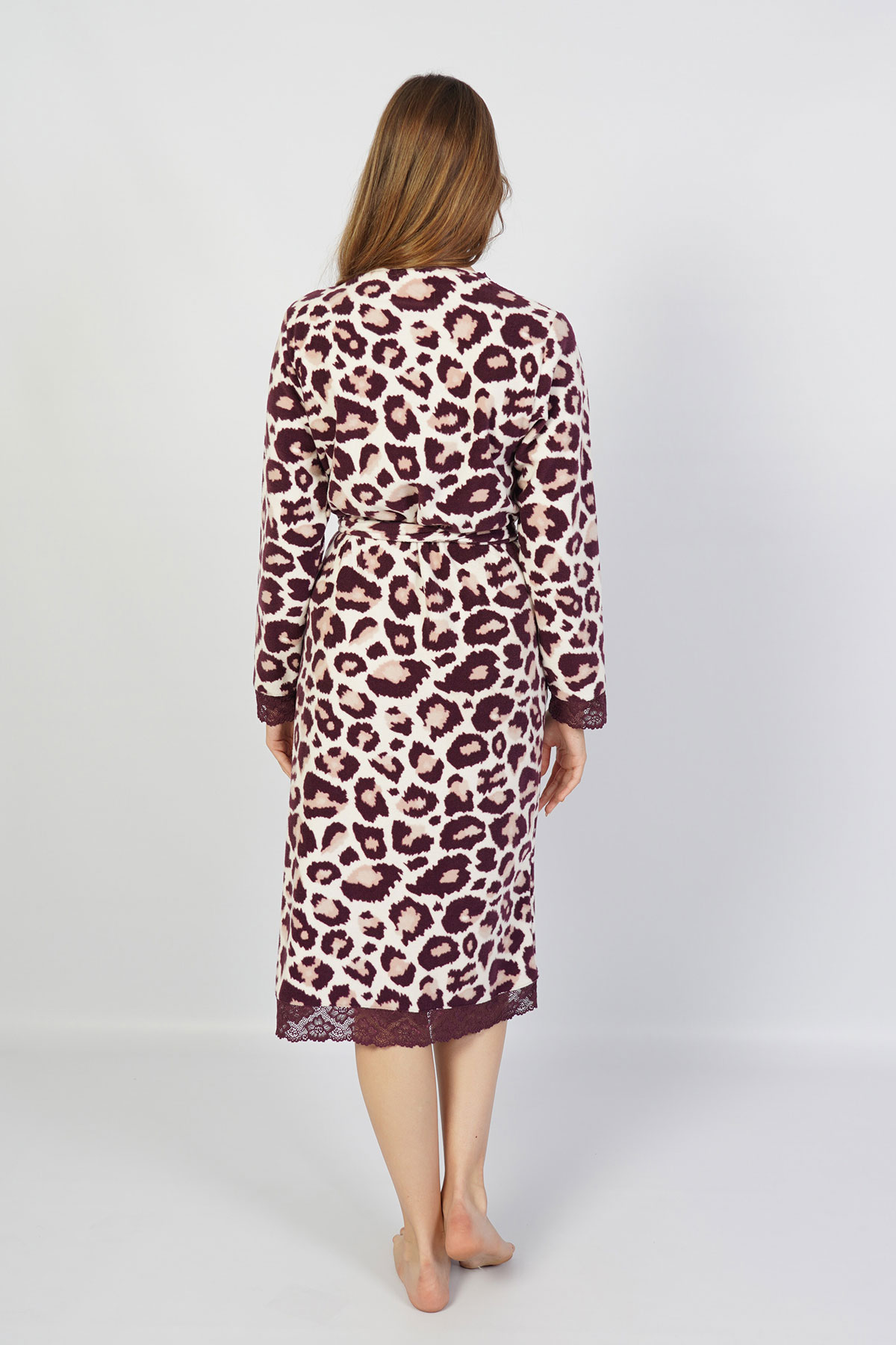 Woman Fleece Leopard Dressing Gown Woman Fleece Leopard Dressing Gown