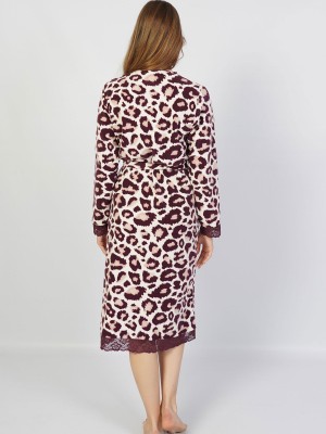 Woman Fleece Leopard Dressing Gown Woman Fleece Leopard Dressing Gown
