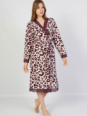 Woman Fleece Leopard Dressing Gown Woman Fleece Leopard Dressing Gown