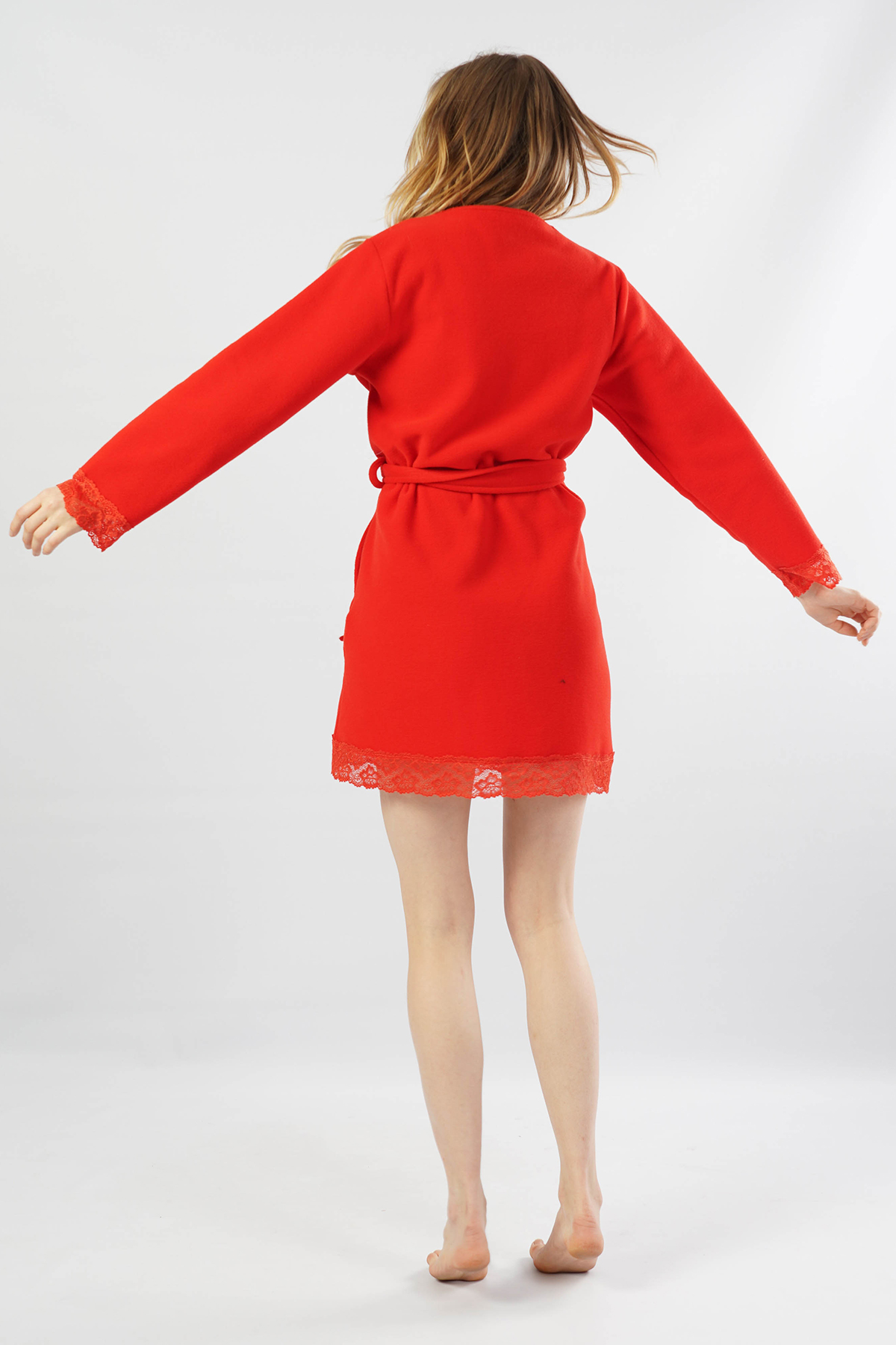 Woman Red Lace Dressing Gown Woman Red Lace Dressing Gown