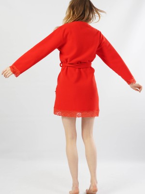 Woman Red Lace Dressing Gown Woman Red Lace Dressing Gown