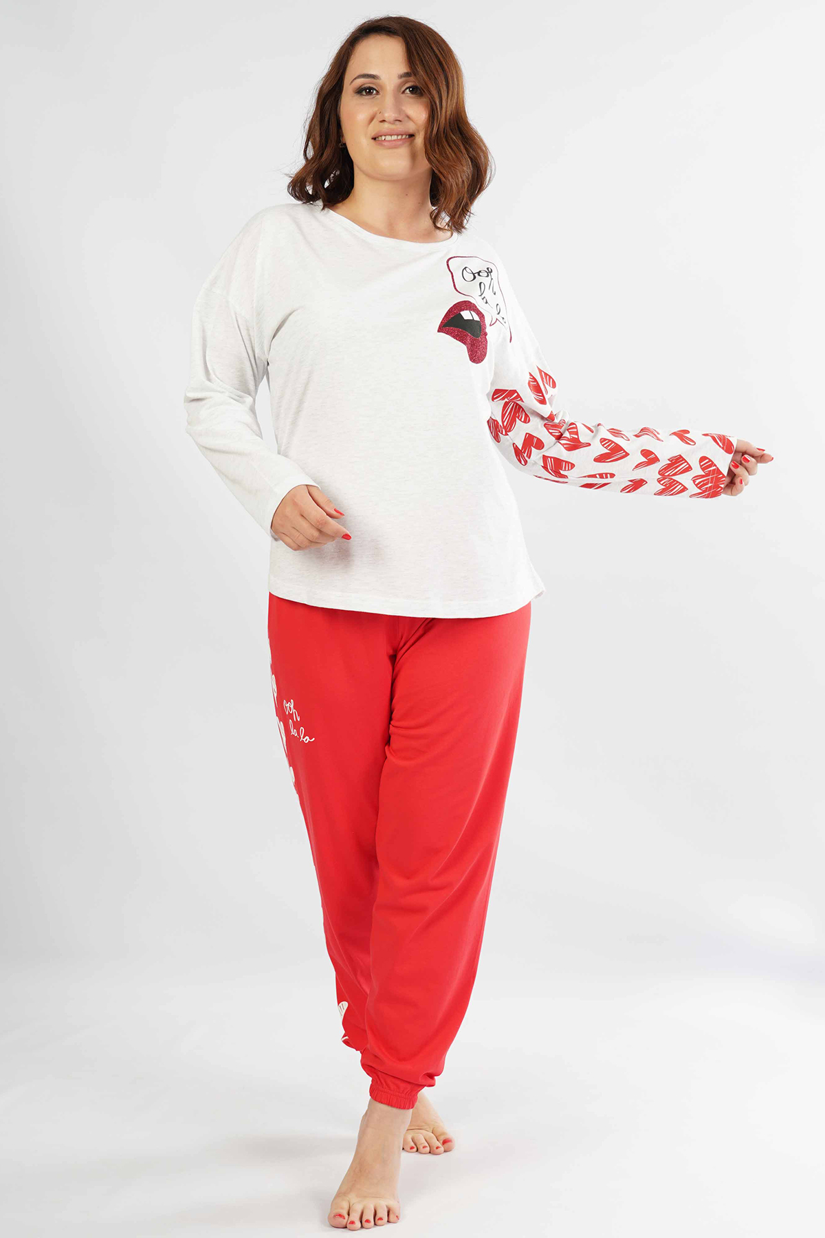 Woman Big Size Kiss Pyjama Set Woman Big Size Kiss Pyjama Set