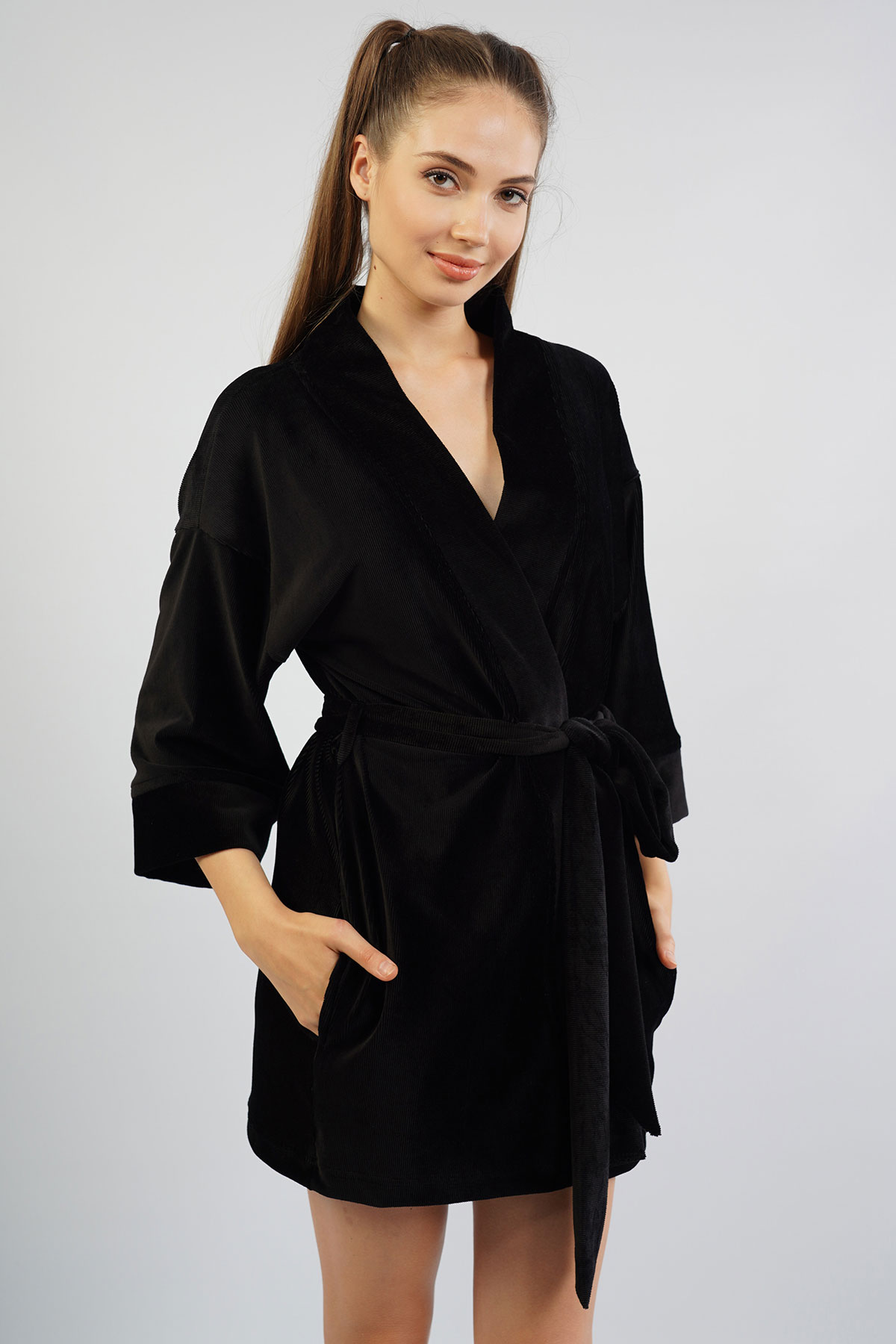 Woman Black Dressing Gown Woman Black Dressing Gown