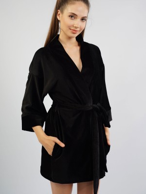 Woman Black Dressing Gown Woman Black Dressing Gown