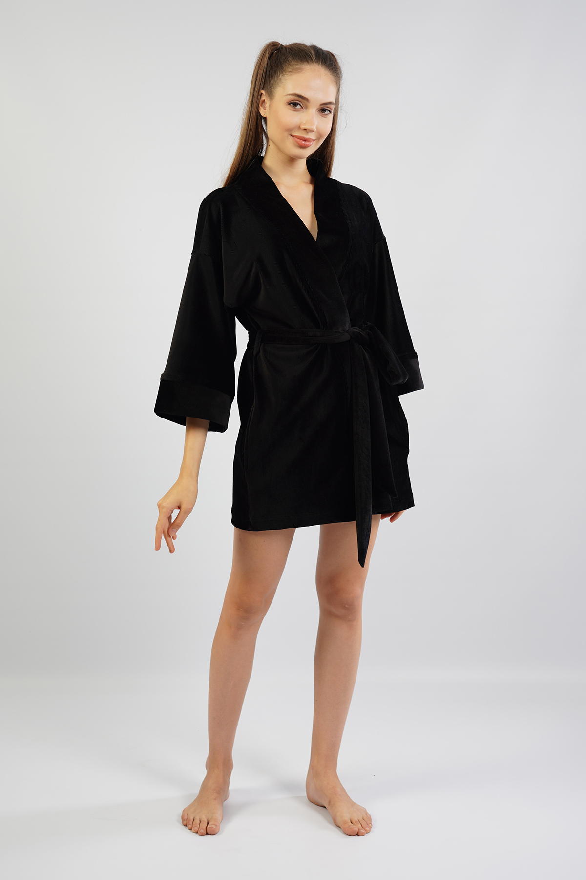Woman Black Dressing Gown Woman Black Dressing Gown