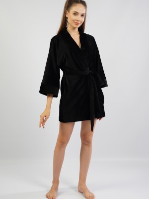 Woman Black Dressing Gown Woman Black Dressing Gown
