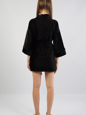 Woman Black Dressing Gown Woman Black Dressing Gown