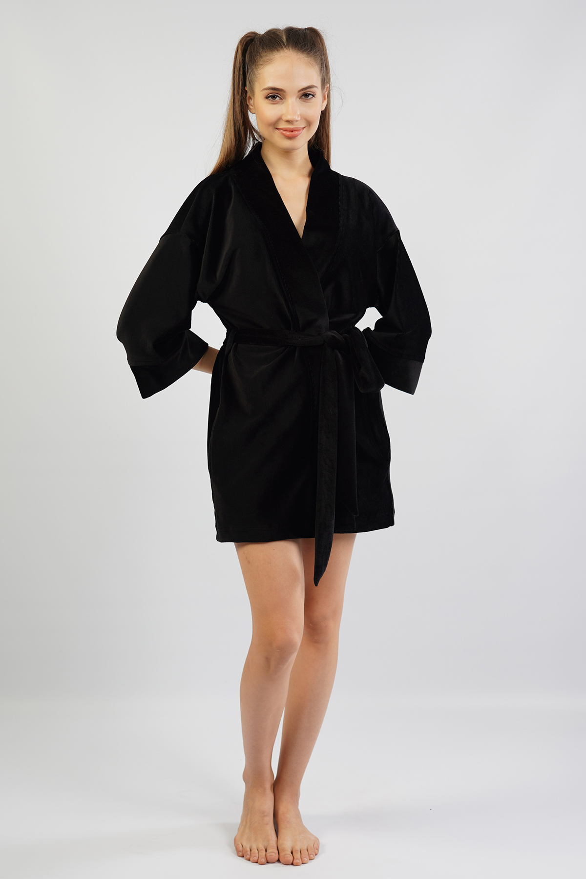 Woman Black Dressing Gown Woman Black Dressing Gown