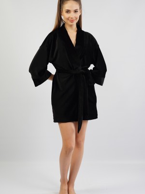 Woman Black Dressing Gown Woman Black Dressing Gown