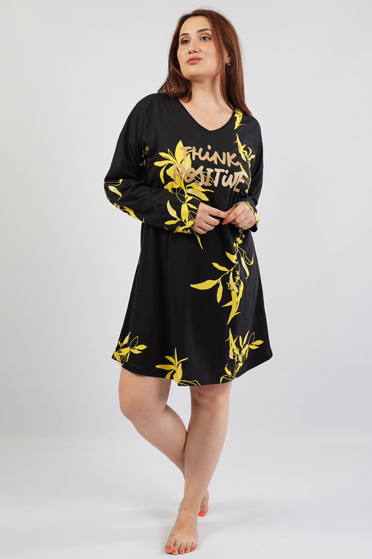 Woman Big Size Yellow Flower Tunic Woman Big Size Yellow Flower Tunic
