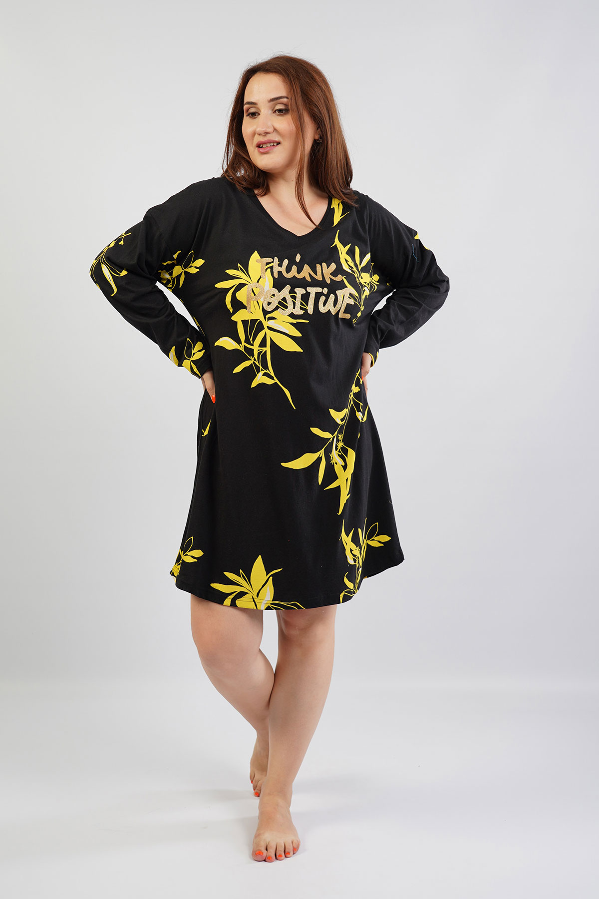 Woman Big Size Yellow Flower Tunic Woman Big Size Yellow Flower Tunic