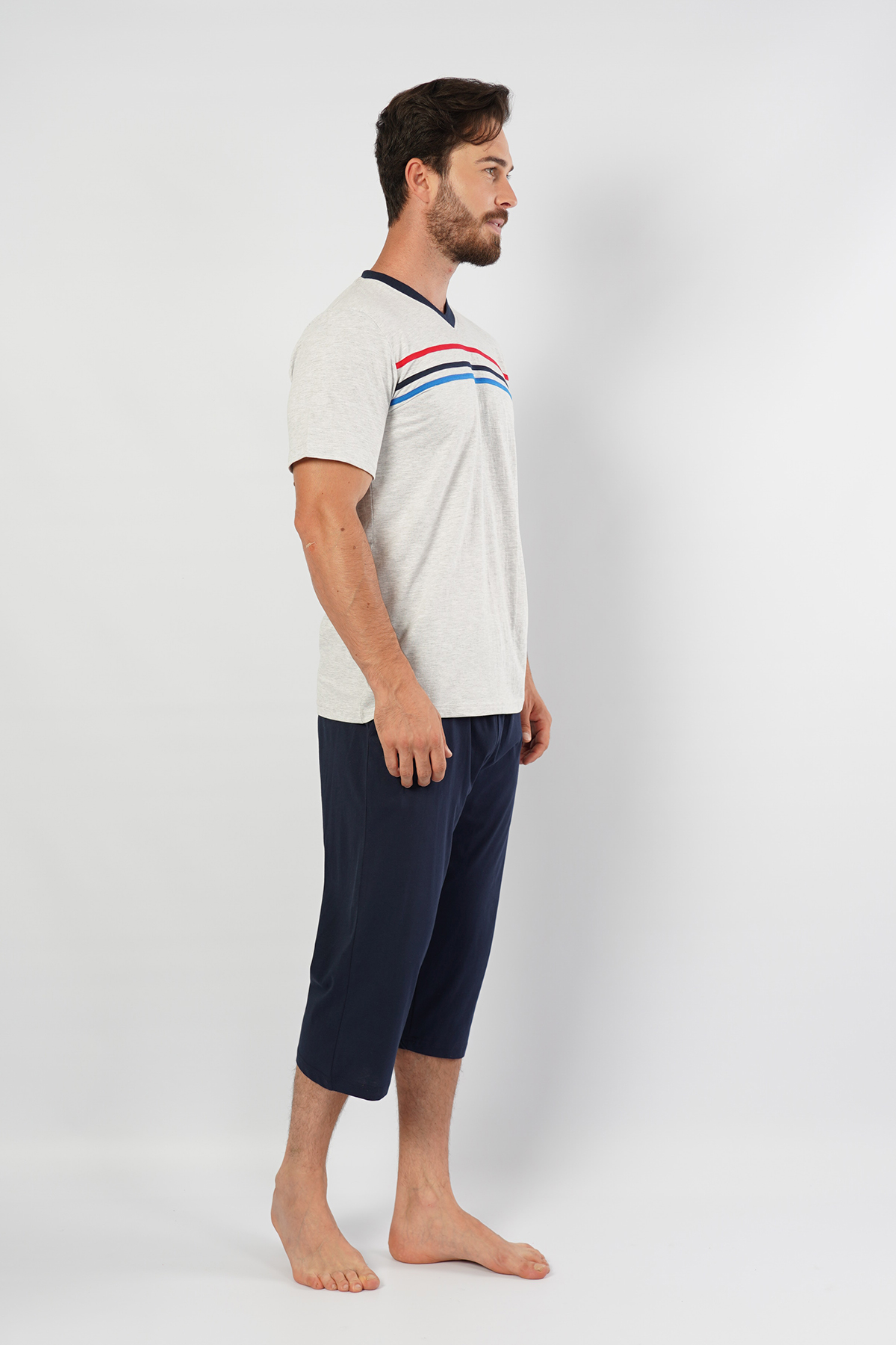 Man V Neck Capri Set Man V Neck Capri Set