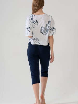 Woman Gray Melange Capri Set Woman Gray Melange Capri Set