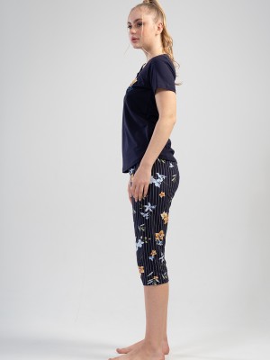 Woman Dress Blues Capri Set Woman Dress Blues Capri Set