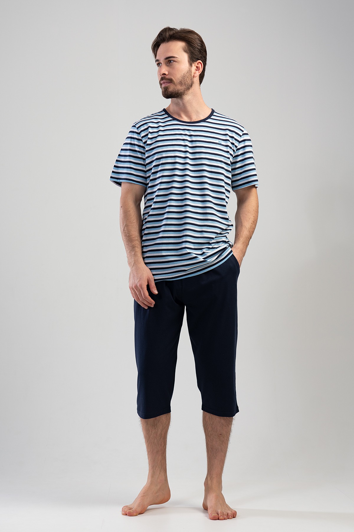 Man Big Size Dress Blues Capri Set Man Big Size Dress Blues Capri Set