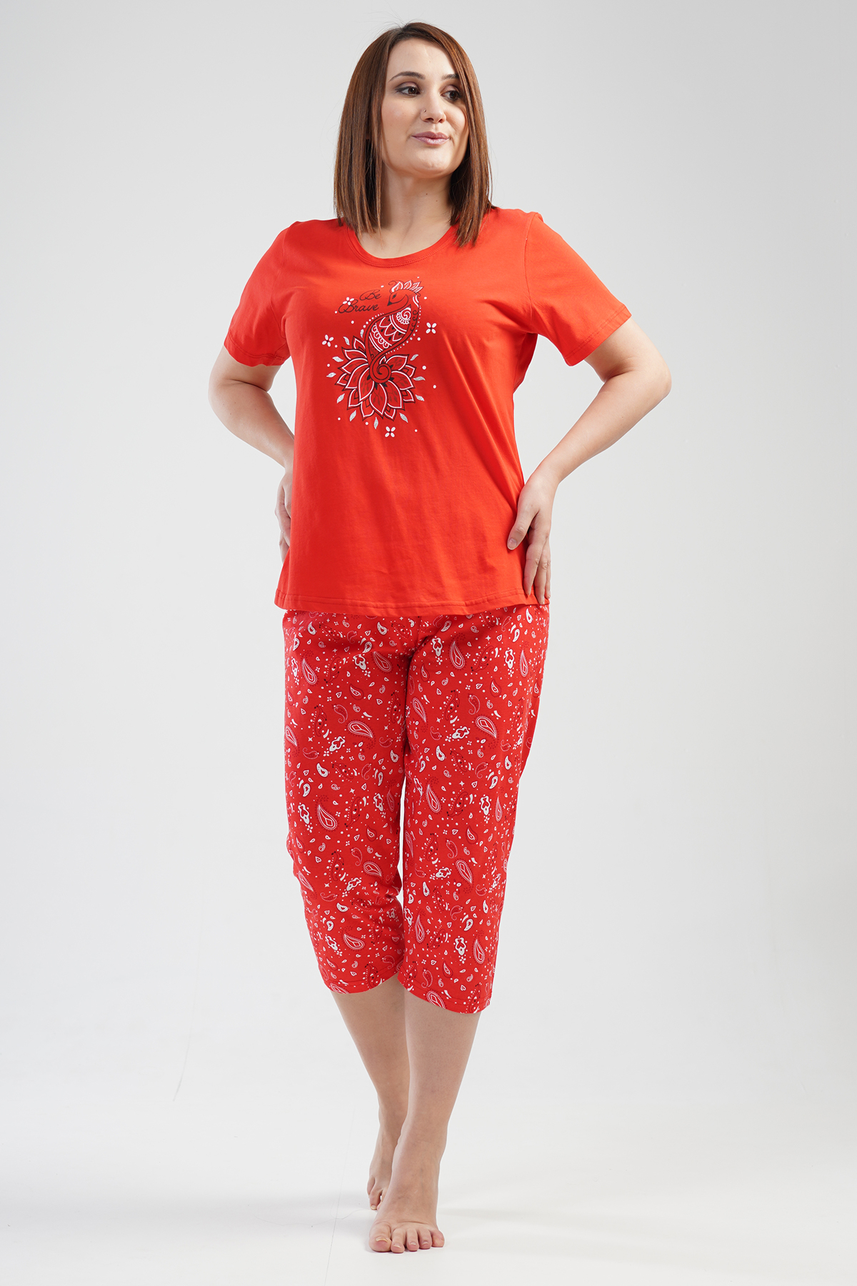 Woman Big Size Brave Capri Set Woman Big Size Brave Capri Set