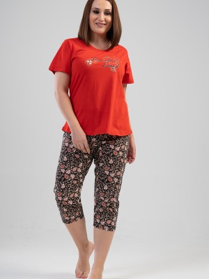Woman Big Size Foly Capri Set Woman Big Size Foly Capri Set