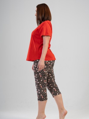 Woman Big Size Foly Capri Set Woman Big Size Foly Capri Set