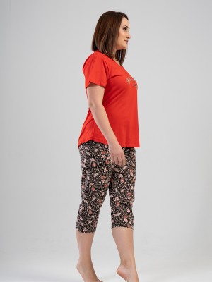 Woman Big Size Foly Capri Set Woman Big Size Foly Capri Set