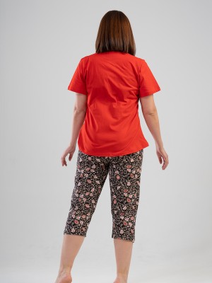 Woman Big Size Foly Capri Set Woman Big Size Foly Capri Set