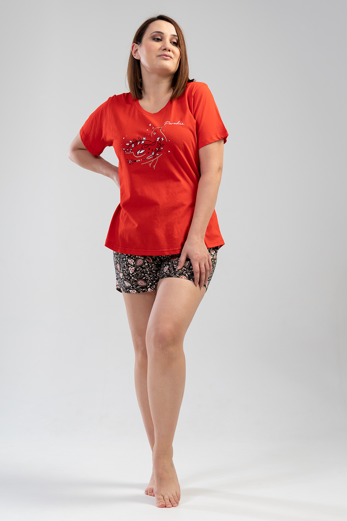Woman Big Size Foly Short Set Woman Big Size Foly Short Set