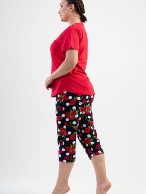 Woman Big Size Rose Capri Set Woman Big Size Rose Capri Set