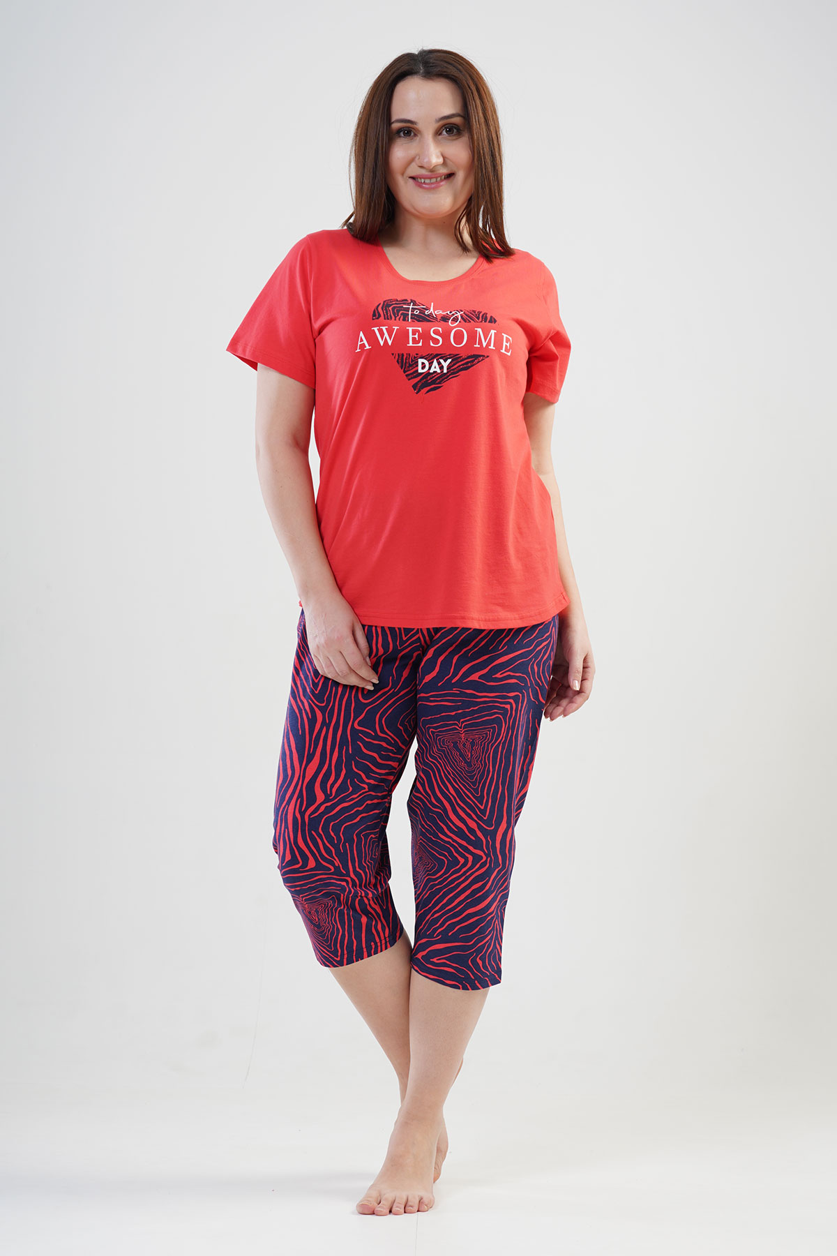 Woman Big Size Chile Capri Set Woman Big Size Chile Capri Set