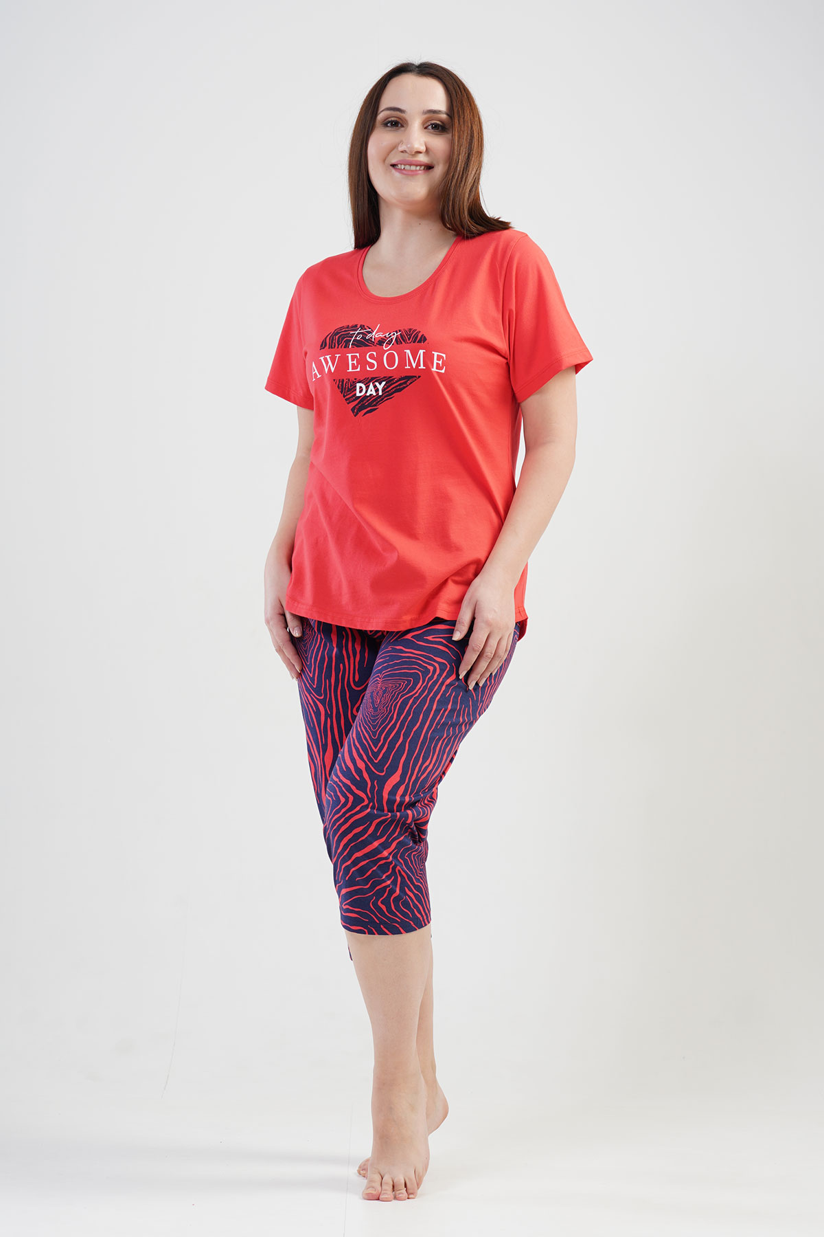 Woman Big Size Chile Capri Set Woman Big Size Chile Capri Set