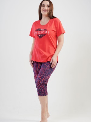 Woman Big Size Chile Capri Set Woman Big Size Chile Capri Set