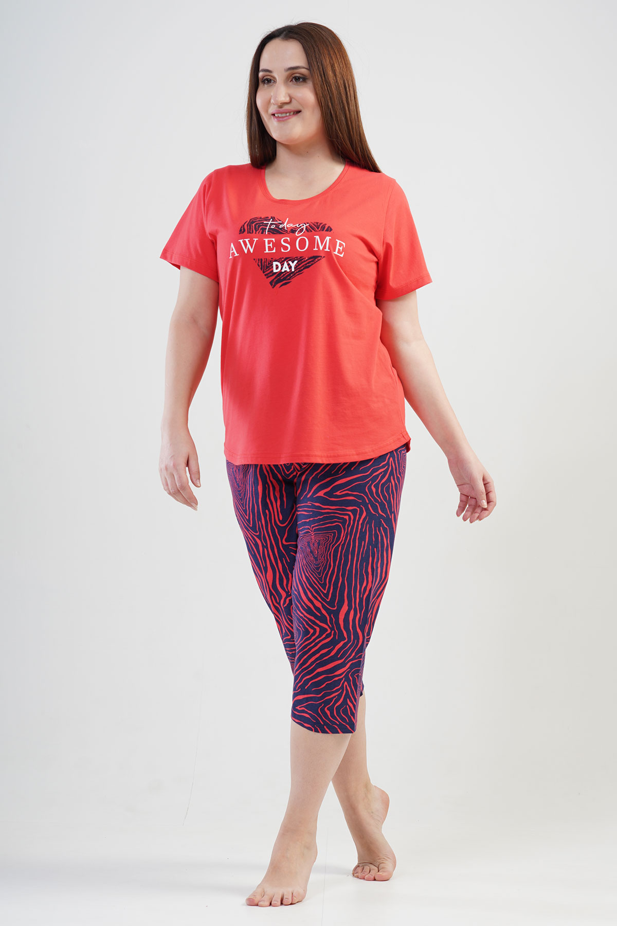 Woman Big Size Chile Capri Set Woman Big Size Chile Capri Set
