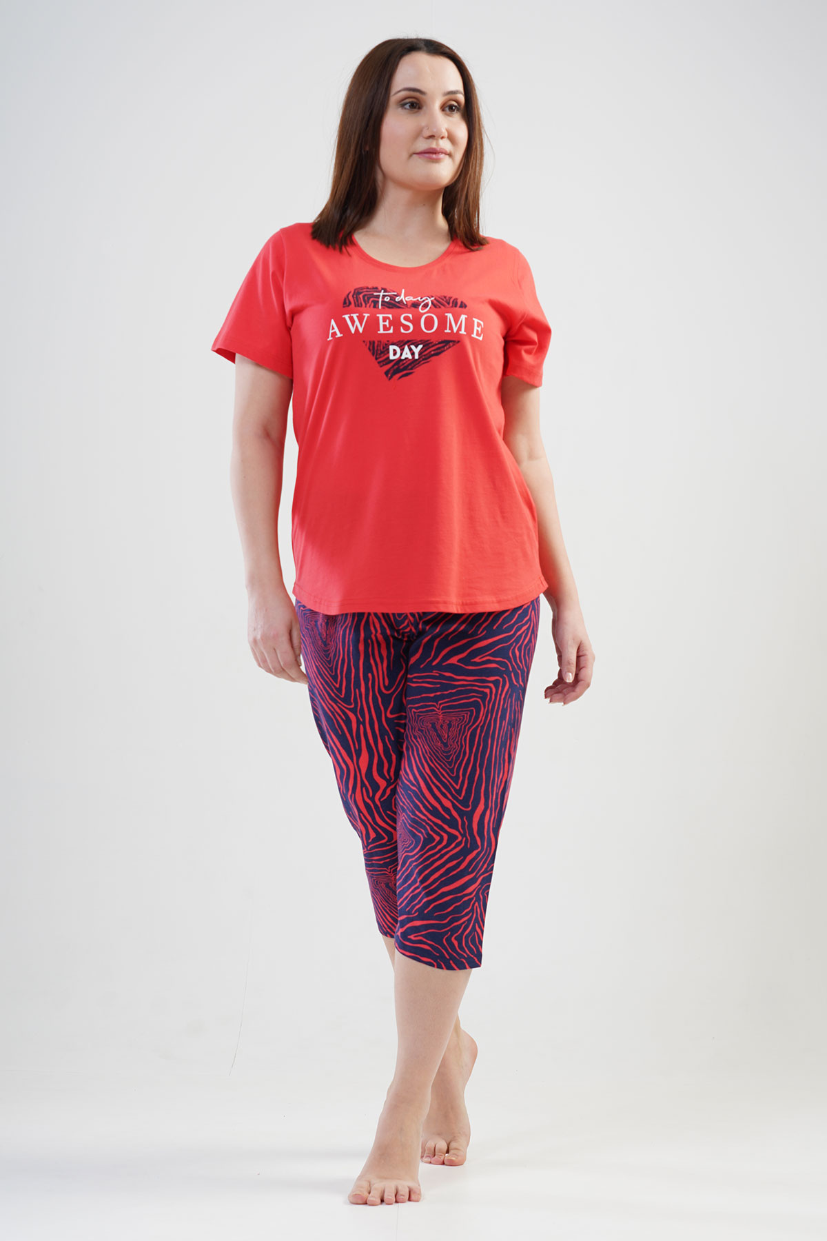 Woman Big Size Chile Capri Set Woman Big Size Chile Capri Set