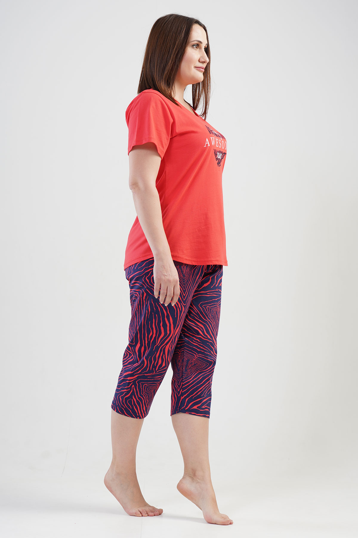 Woman Big Size Chile Capri Set Woman Big Size Chile Capri Set