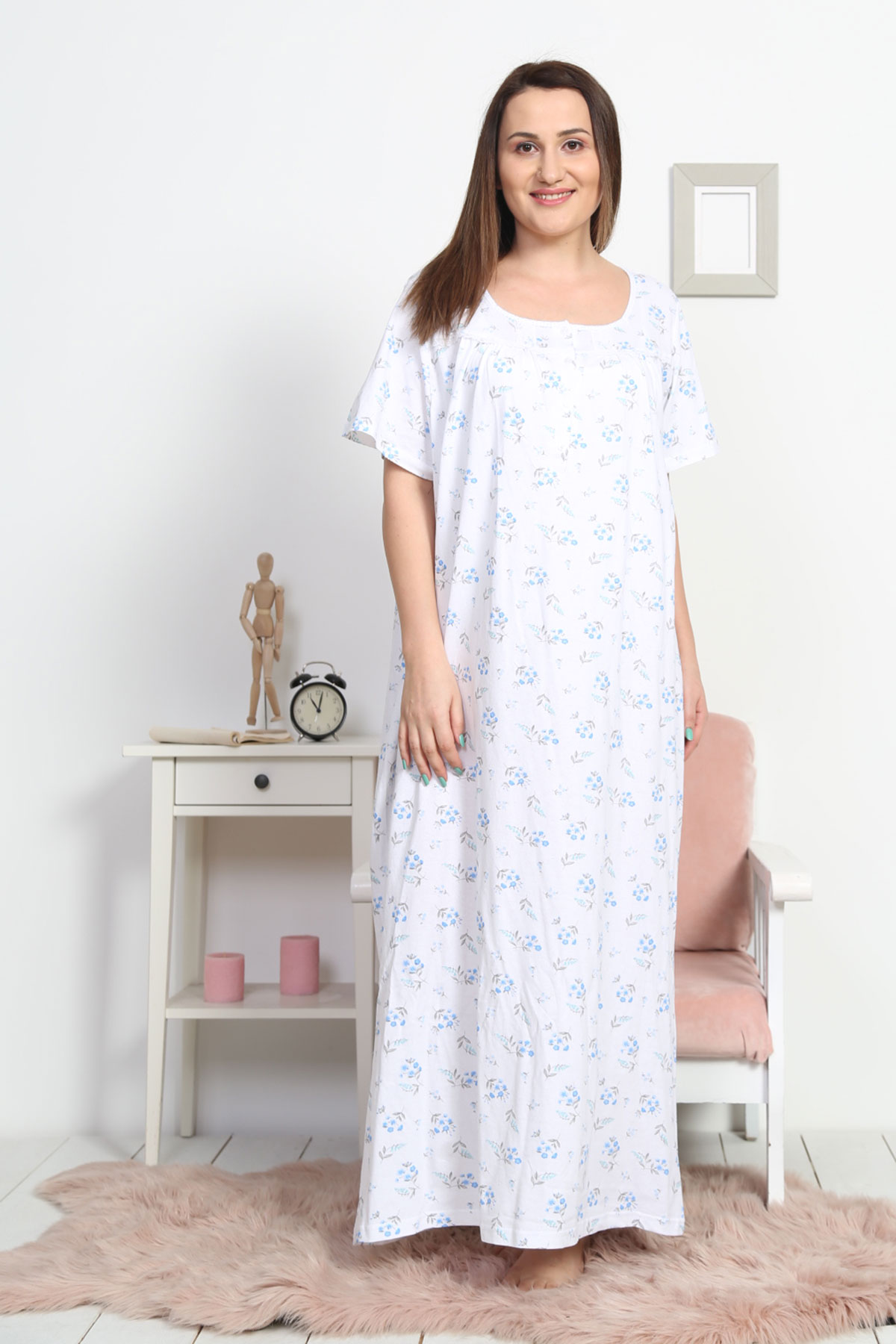 Woman Supreme Big Size Grandma Basic Nightgown