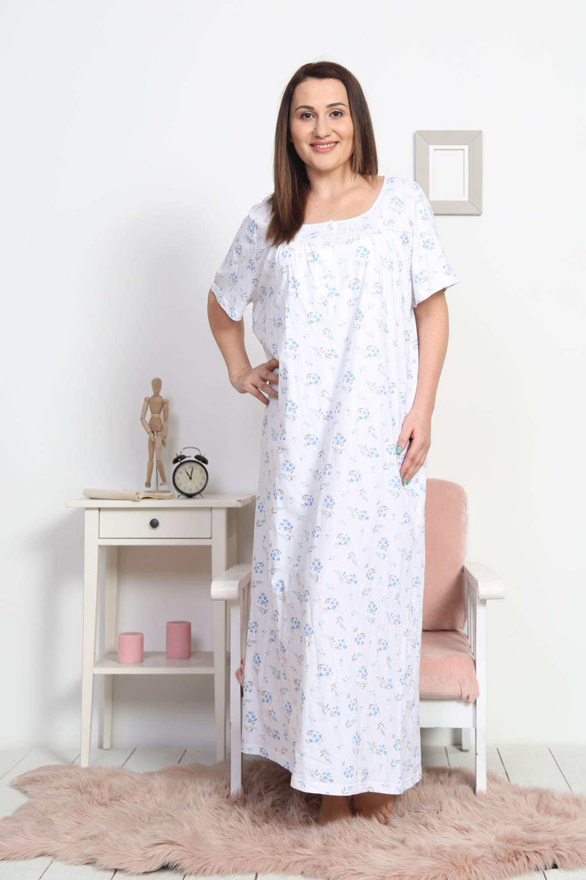Woman Supreme Big Size Grandma Basic Nightgown