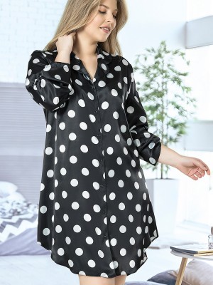 Woman Satin Big Size Polka Dot Shirt Woman Satin Big Size Polka Dot Shirt