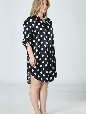 Woman Satin Big Size Polka Dot Shirt Woman Satin Big Size Polka Dot Shirt
