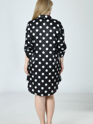 Woman Satin Big Size Polka Dot Shirt Woman Satin Big Size Polka Dot Shirt