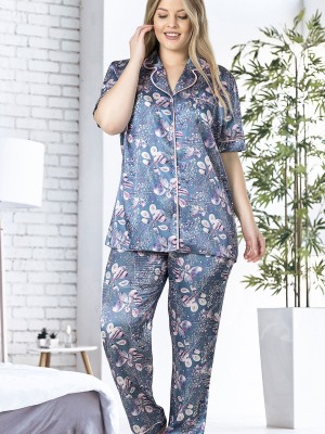 Woman Satin Big Size Etta Pyjama Set Woman Satin Big Size Etta Pyjama Set