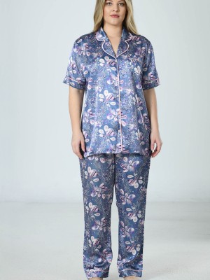 Woman Satin Big Size Etta Pyjama Set Woman Satin Big Size Etta Pyjama Set