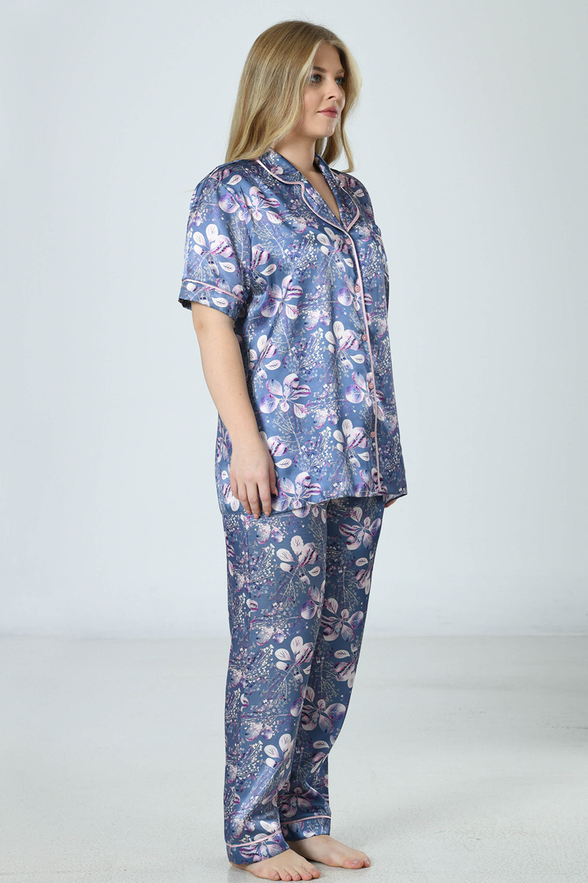 Woman Satin Big Size Etta Pyjama Set Woman Satin Big Size Etta Pyjama Set
