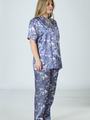 Woman Satin Big Size Etta Pyjama Set Woman Satin Big Size Etta Pyjama Set