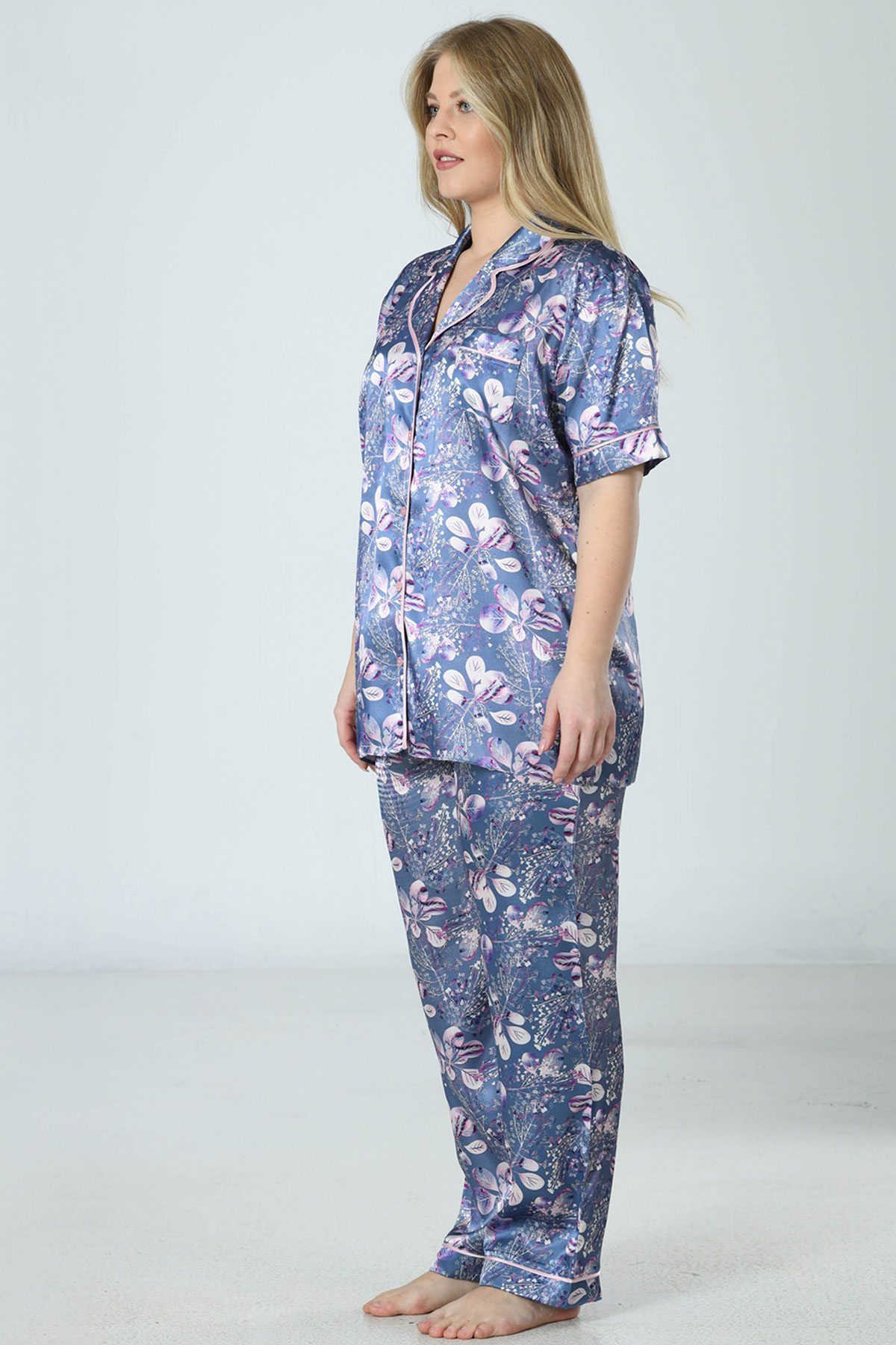 Woman Satin Big Size Etta Pyjama Set Woman Satin Big Size Etta Pyjama Set