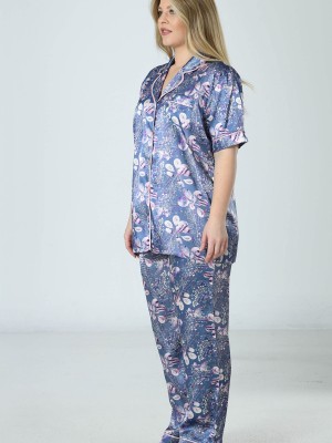 Woman Satin Big Size Etta Pyjama Set Woman Satin Big Size Etta Pyjama Set