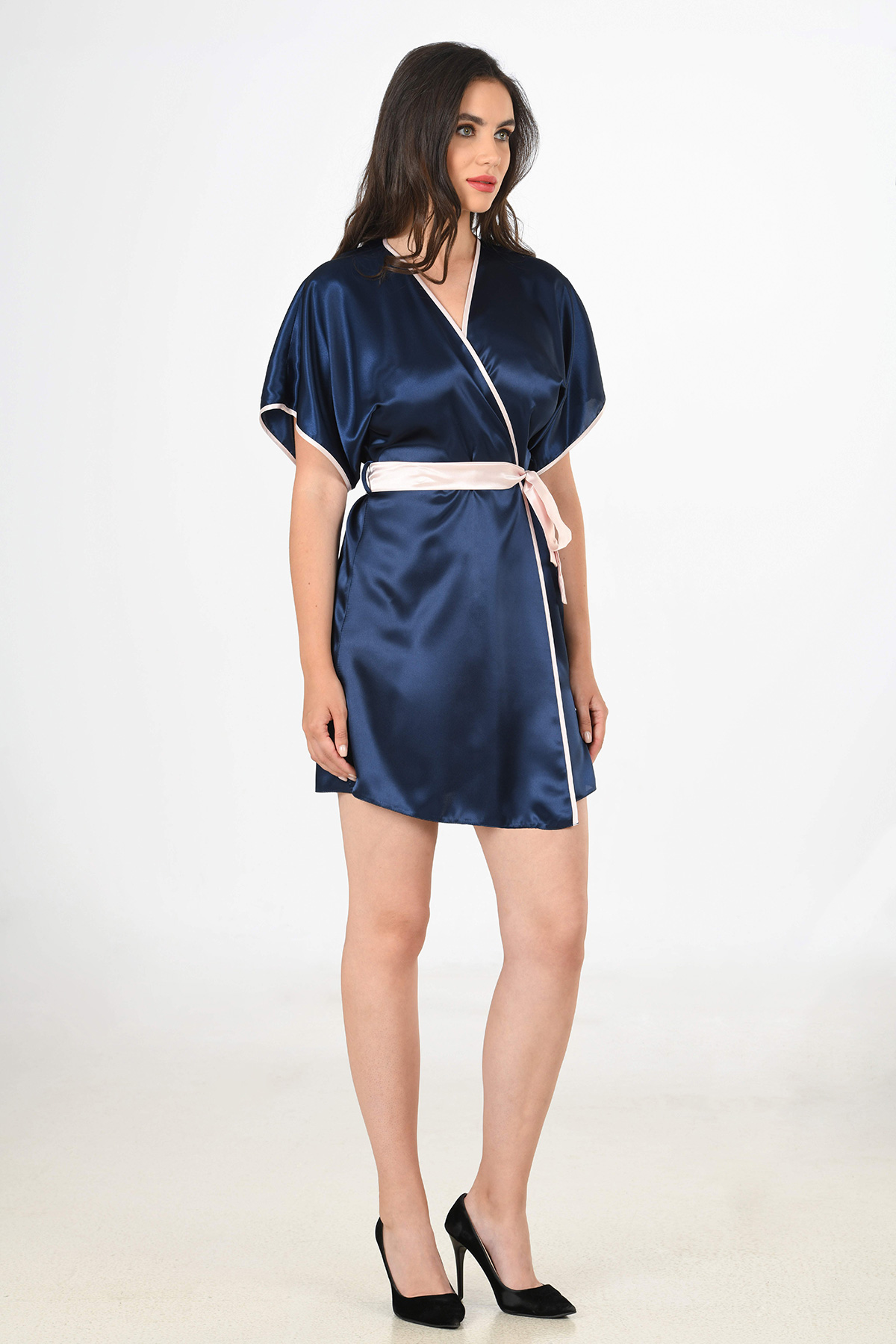 Woman Satin Carte Dressing Gown Woman Satin Carte Dressing Gown