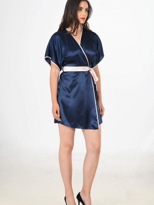 Woman Satin Carte Dressing Gown Woman Satin Carte Dressing Gown