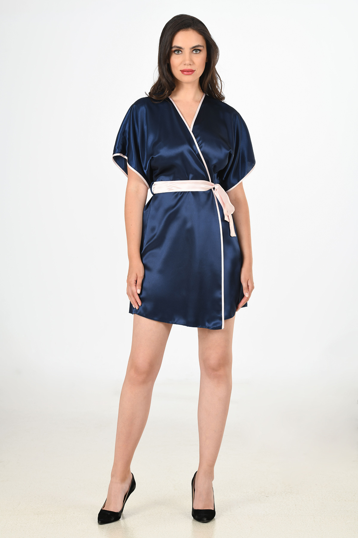Woman Satin Carte Dressing Gown Woman Satin Carte Dressing Gown