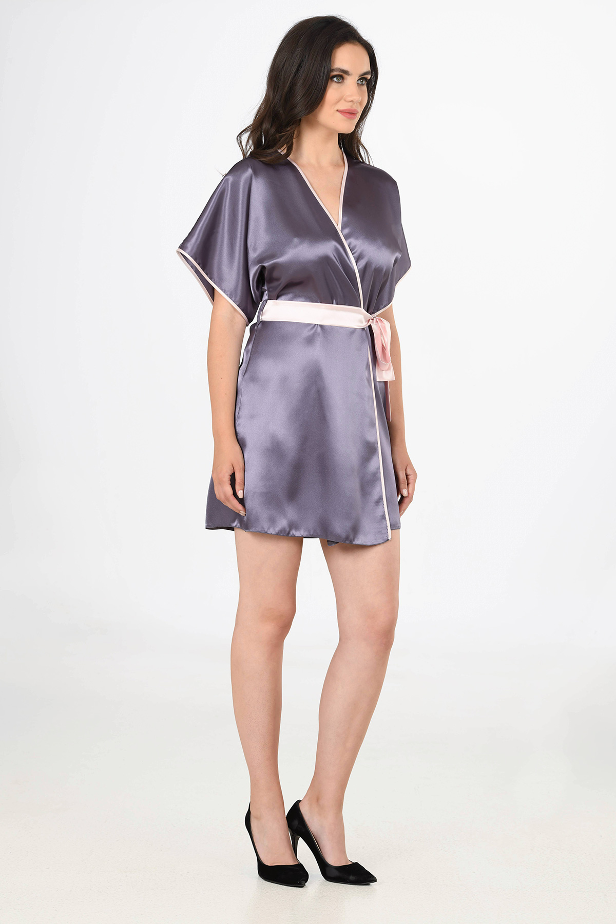 Woman Satin Peony Dressing Gown Woman Satin Peony Dressing Gown