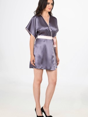 Woman Satin Peony Dressing Gown Woman Satin Peony Dressing Gown