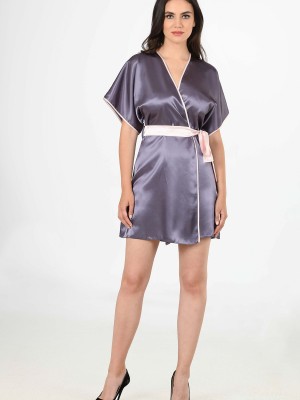 Woman Satin Peony Dressing Gown Woman Satin Peony Dressing Gown